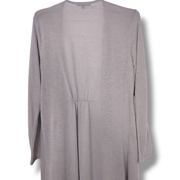 Retro-ology Womens Cardigan Sz Large Grey Long Open Front Asymmetrical Lightweig - Picture 3 of 11